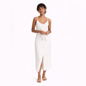 Anthropologie White Tie Front Midi Dress